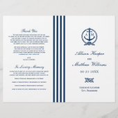 Nautical Navy Blue Anchor Wedding Ceremony Program (Voorkant)