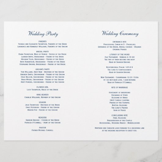 Nautical Navy Blue Anchor Wedding Ceremony Program (Achterkant)