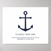 Nautical Navy Blue Anchor Wedding Favors Sign Poster (Voorkant)