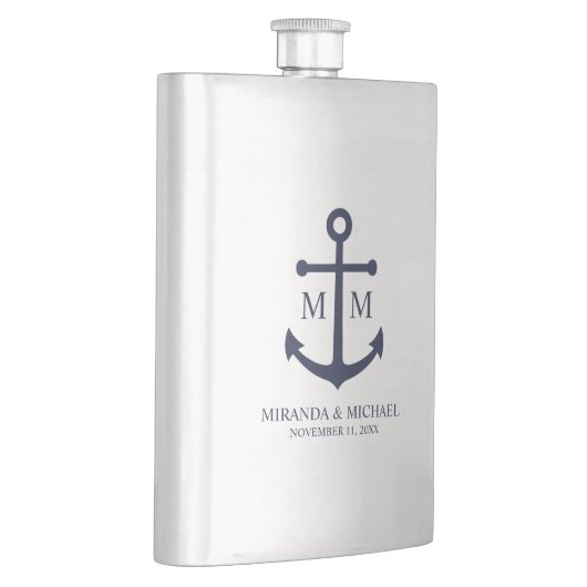 Nautical Navy Blue Anchor Wedding Flacon (Rechts)