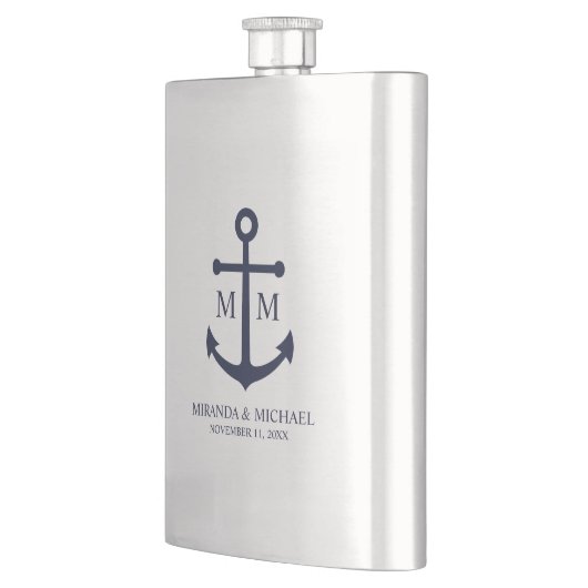 Nautical Navy Blue Anchor Wedding Flacon (Links)