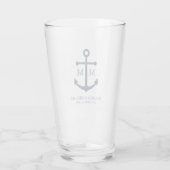 Nautical Navy Blue Anchor Wedding Glas (Achterkant)