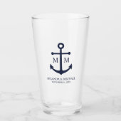 Nautical Navy Blue Anchor Wedding Glas (Voorkant)