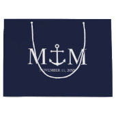 Nautical Navy Blue Anchor Wedding Groot Cadeauzakje (Voorkant)