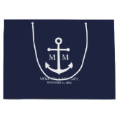 Nautical Navy Blue Anchor Wedding Groot Cadeauzakje (Voorkant)