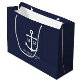 Nautical Navy Blue Anchor Wedding Groot Cadeauzakje (Voorkant Gekanteld)