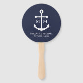 Nautical Navy Blue Anchor Wedding Handwaaier (Achterkant)