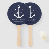 Nautical Navy Blue Anchor Wedding Handwaaier (Voorkant en achterkant)