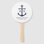 Nautical Navy Blue Anchor Wedding Handwaaier (Achterkant)