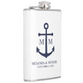 Nautical Navy Blue Anchor Wedding Heupfles (Rechts)