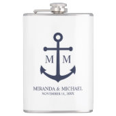 Nautical Navy Blue Anchor Wedding Heupfles (Voorkant)