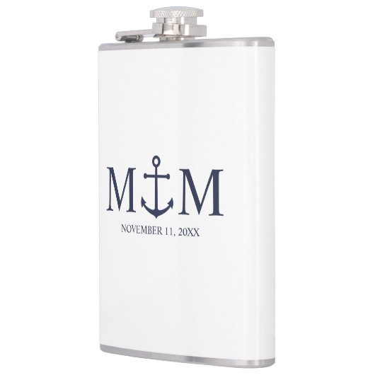 Nautical Navy Blue Anchor Wedding Heupfles (Links)