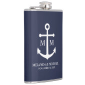 Nautical Navy Blue Anchor Wedding Heupfles (Rechts)