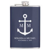 Nautical Navy Blue Anchor Wedding Heupfles (Voorkant)