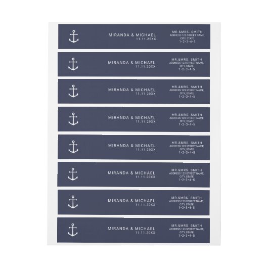 Nautical Navy Blue Anchor Wedding Invitation (Vel)