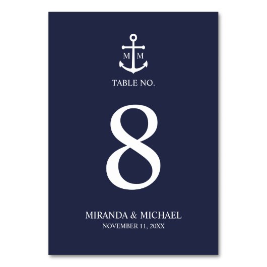 Nautical Navy Blue Anchor Wedding Kaart (Voorkant)