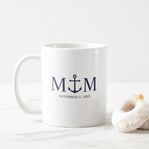 Nautical Navy Blue Anchor Wedding Koffiemok