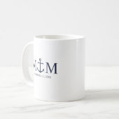Nautical Navy Blue Anchor Wedding Koffiemok (Voorkant links)