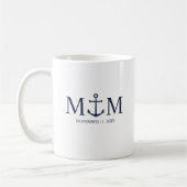 Nautical Navy Blue Anchor Wedding Koffiemok (Links)