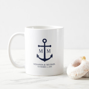 Nautical Navy Blue Anchor Wedding Koffiemok