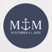 Nautical Navy Blue Anchor Wedding Labels (Design 2)
