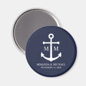 Nautical Navy Blue Anchor Wedding Magneet (Voorkant / Achterkant)