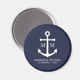 Nautical Navy Blue Anchor Wedding Magneet