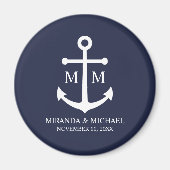 Nautical Navy Blue Anchor Wedding Magneet (Voorkant)