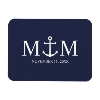 Nautical Navy Blue Anchor Wedding Magneet