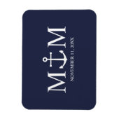 Nautical Navy Blue Anchor Wedding Magneet (Verticaal)