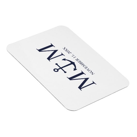 Nautical Navy Blue Anchor Wedding Magneet (Rechterzijde)
