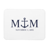 Nautical Navy Blue Anchor Wedding Magneet (Horizontaal)