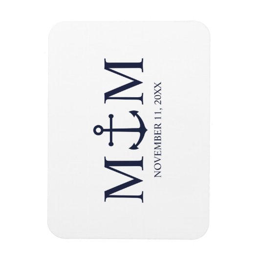 Nautical Navy Blue Anchor Wedding Magneet (Verticaal)