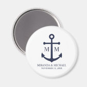 Nautical Navy Blue Anchor Wedding Magneet (Voorkant / Achterkant)