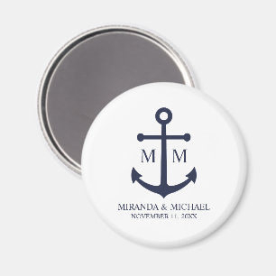 Nautical Navy Blue Anchor Wedding Magneet