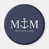 Nautical Navy Blue Anchor Wedding Magneet (Voorkant)