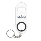 Nautical Navy Blue Anchor Wedding Mini Flessenopener (Voorkant)