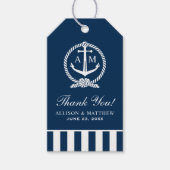 Nautical Navy Blue Anchor Wedding Monogram Cadeaulabel (Voorkant)