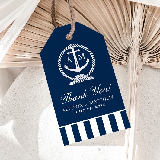 Nautical Navy Blue Anchor Wedding Monogram Cadeaulabel