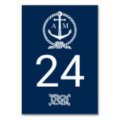 Nautical Navy Blue Anchor Wedding Monogram Kaart (Voorkant)