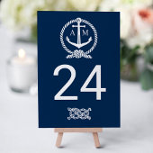 Nautical Navy Blue Anchor Wedding Monogram Kaart