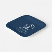 Nautical Navy Blue Anchor Wedding Monogram Papieren Bordje (Gebogen)