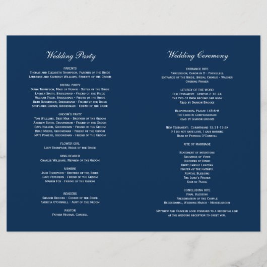 Nautical Navy Blue Anchor Wedding Monogram Program (Achterkant)