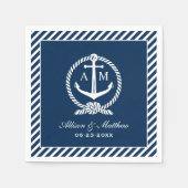 Nautical Navy Blue Anchor Wedding Monogram Servet (Voorkant)