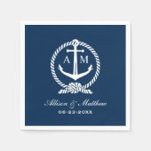 Nautical Navy Blue Anchor Wedding Monogram Servetten (Voorkant)