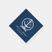 Nautical Navy Blue Anchor Wedding Monogram Servetten (Hoek)