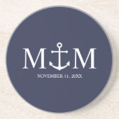 Nautical Navy Blue Anchor Wedding Onderzetter (Voorkant)
