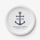 Nautical Navy Blue Anchor Wedding Papieren Bordje (Voorkant)