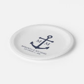 Nautical Navy Blue Anchor Wedding Papieren Bordje (Gekanteld)