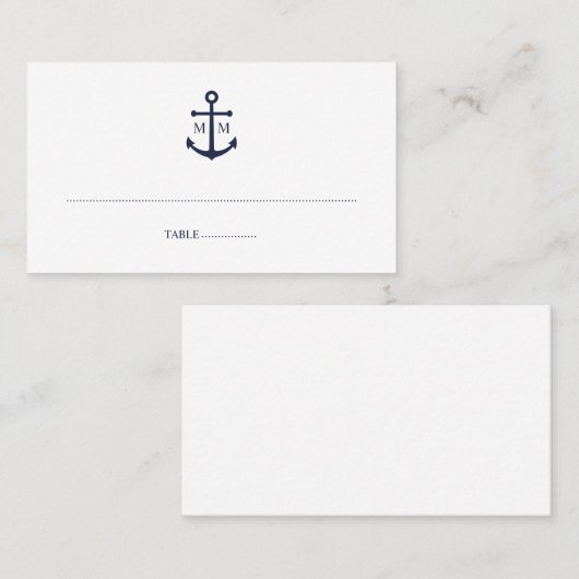 Nautical Navy Blue Anchor Wedding Plaatskaartje (Voorkant / Achterkant)